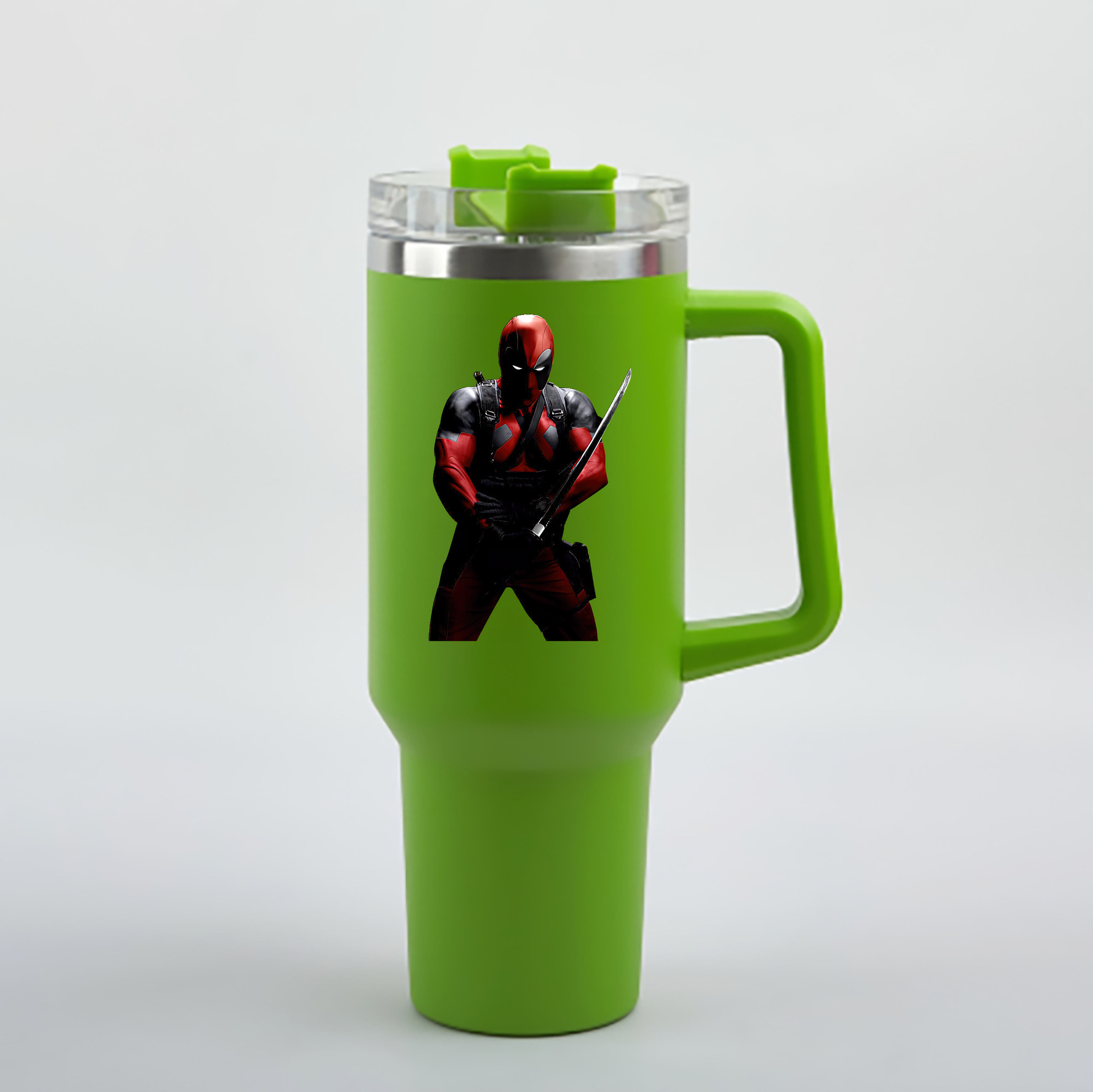 （画像用） Deadpool デッドプール 1200mL車用タンブラー - クリスタルステッカー（プラスチックストロー付き）